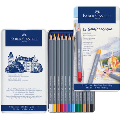 Lápices de Colores Acuarelables Faber Castell Profesional Goldfaber Aqua 12 Pz - MarchanteMX