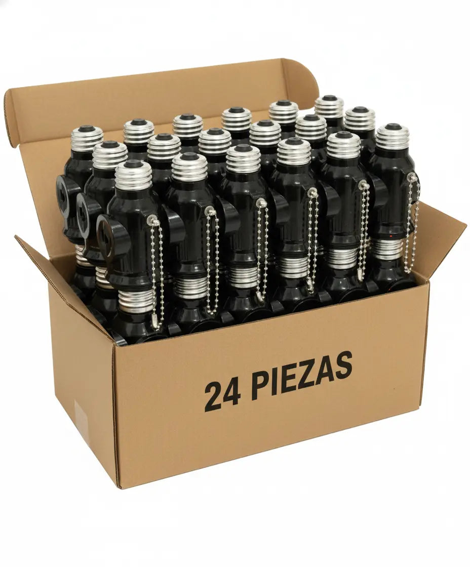 Portalámparas De Baquelita Con Cadena Y Doble Contacto Ladrón CNX Inner 24 Pzs - CNX - detalle