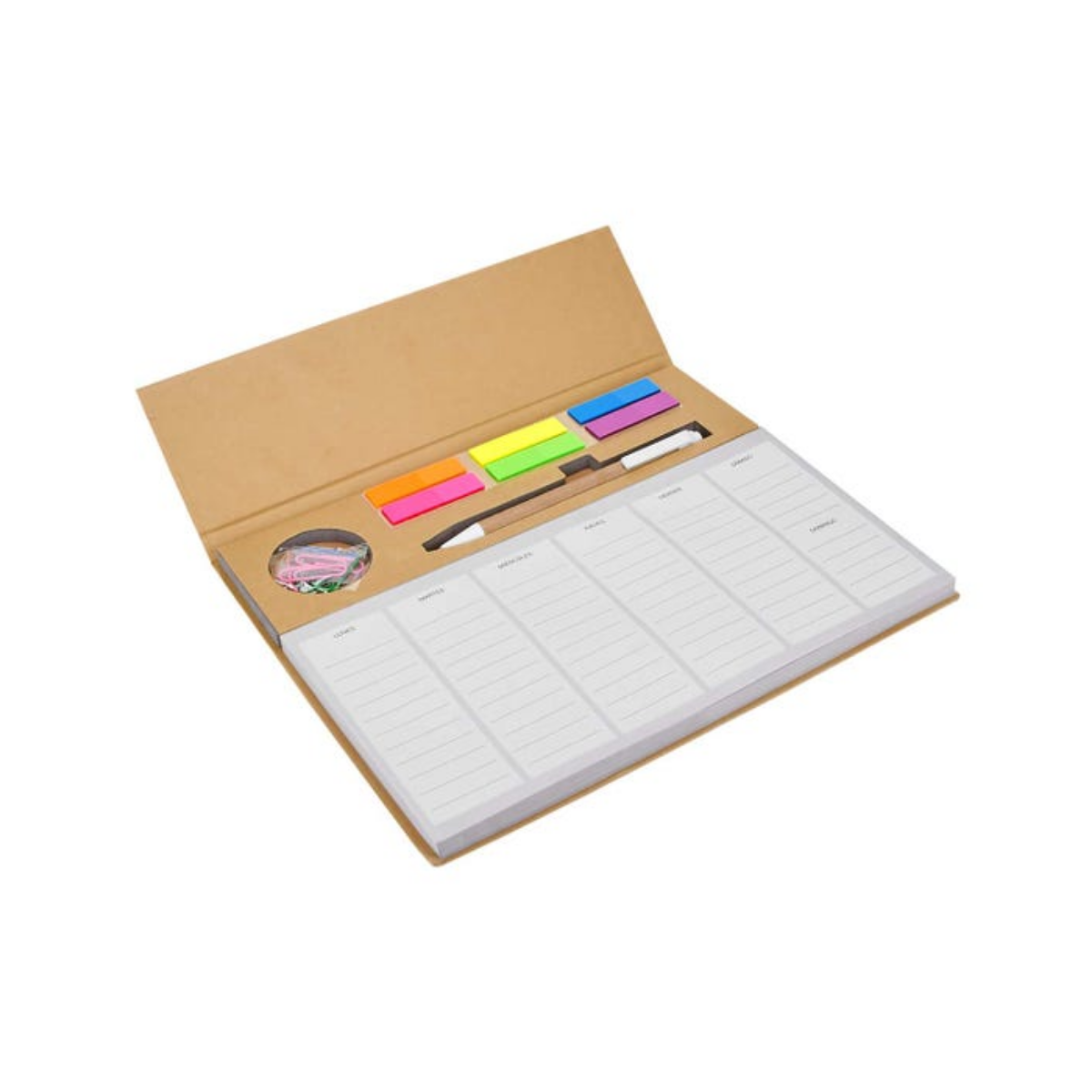 Organizador Semanal Carpeta Boligrafo Adhesivos Oficina