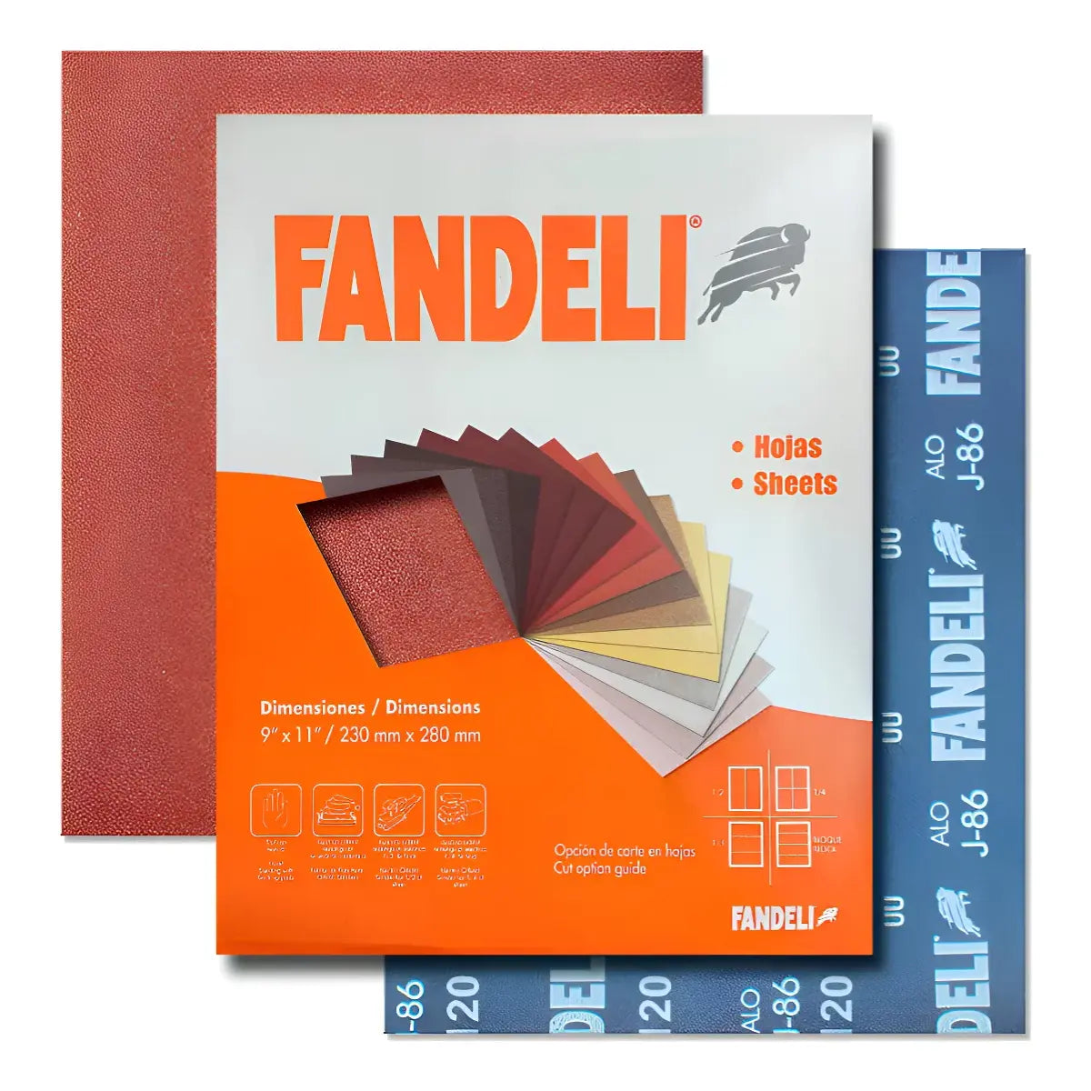 50 Hojas Lija Fandeli J86 Metal Madera Grano 120 Fandeli