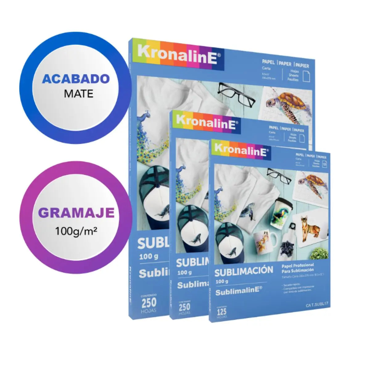 Hojas Papel Sublimación Kronaline SUBL17 Carta 125 Hojas c/u Kronaline