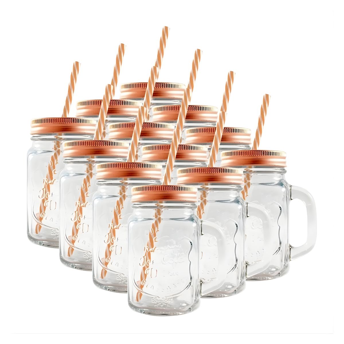 Mason Jar Frasco Tapa Cobre Tarro Popote 24 Pack