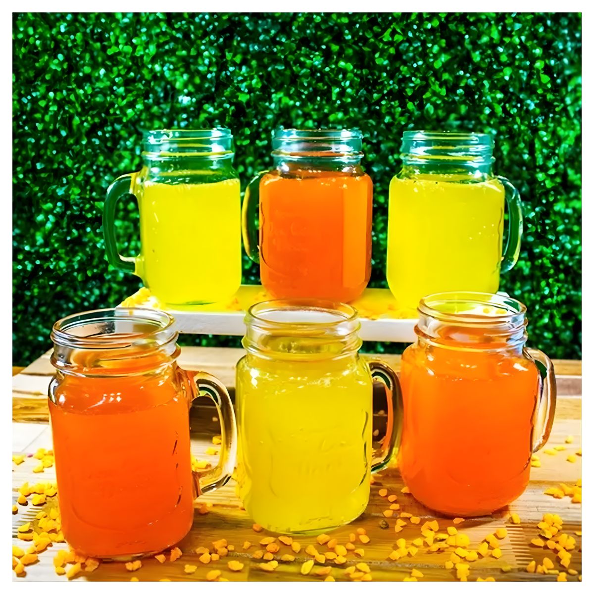 6 Tarros Mason Jar Ice Cold Drink Tapa Y Popote Asa Cobre