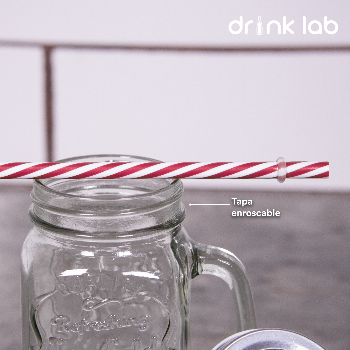 6 Tarros Mason Jar Ice Cold Drink Tapa Plata Y Popote Mayoreo Asa