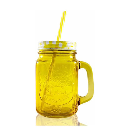 Mason Jar Grabado Con Tapa Popotes 12 Piezas Surtido