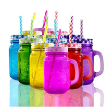 Mason Jar Grabado Fiesta Tapa Popotes 24 Piezas Frasco Color