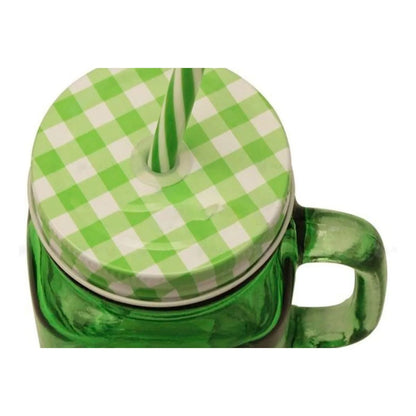 Mason Jar Grabado Vaso Tarro Con Tapa Y Popotes 6 Piezas Color Verde Drink Lab