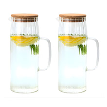 Set 2 Jarra Cairo Tapa Bambu Vidrio 1.2 Litros Hogar Transparente