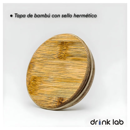 Set 2 Jarra Cairo Tapa Bambu Vidrio 1.2 Litros Hogar Transparente