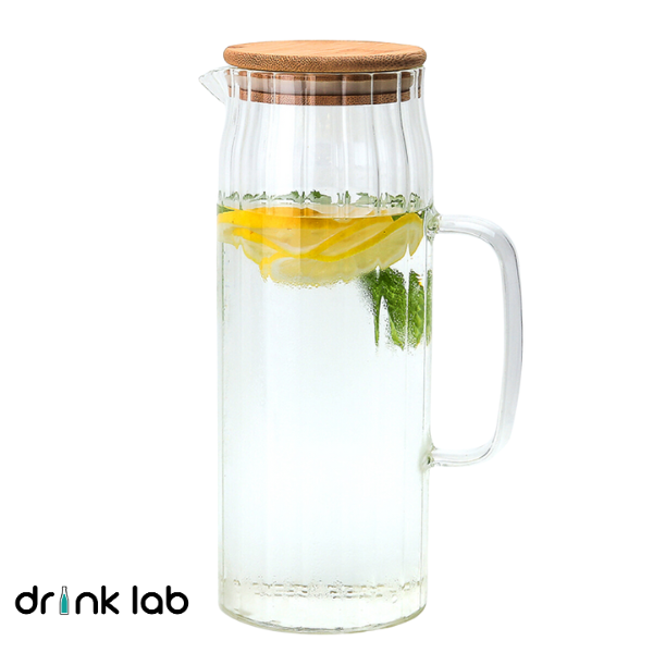 Jarra Cairo Tapa Bambu Vidrio 1.2 Litros Hogar Transparente Drink Lab