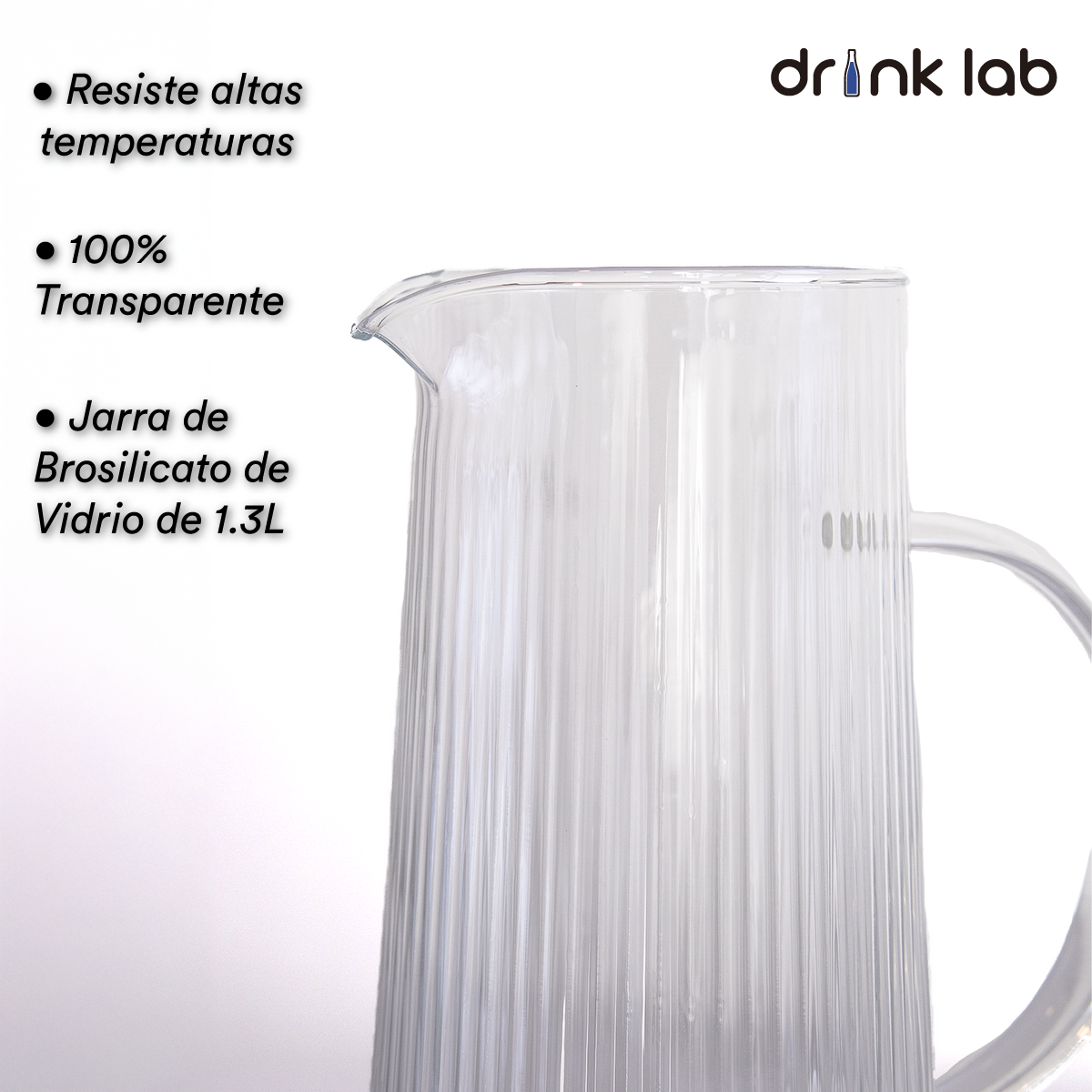 Jarra Vidrio Giza Tapa Acero Inoxidable 1.3 Litros Hogar