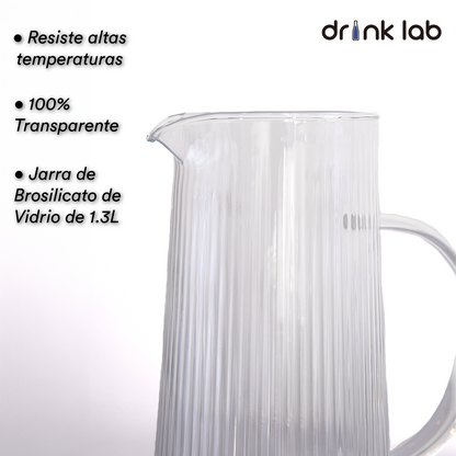 Jarra Vidrio Giza Tapa Acero Inoxidable 1.3 Litros Hogar