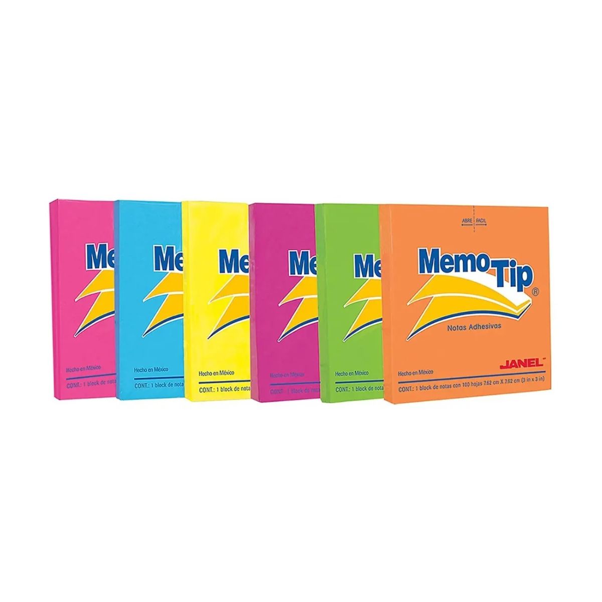 6 Blocks Notas Adhesivas Neon Memo Tip 600h 7.62 X 7.62cm