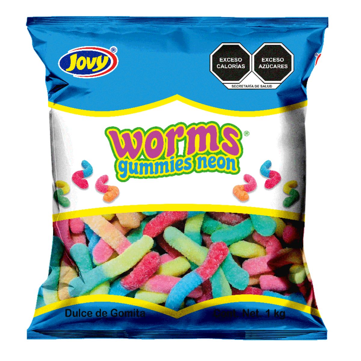 Gomitas Worms Gummies Neon Jovy Gomita Acida Surtido 1kg