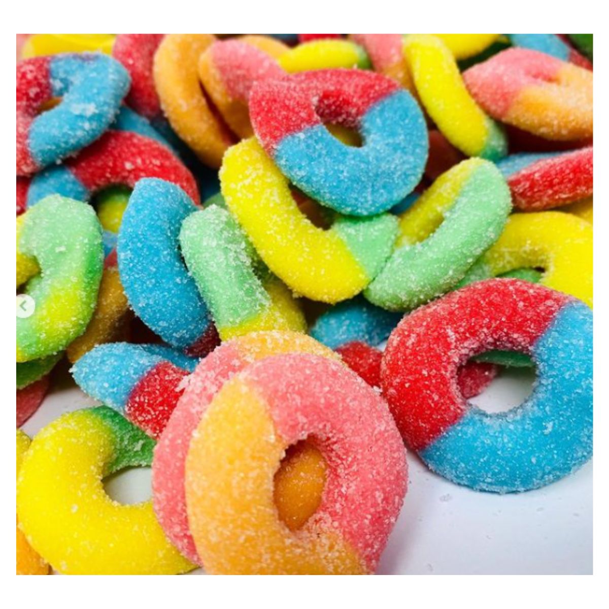 Gomitas Neon Sour Rings Jovy Aros Neon Sabores Surtidos 1kg