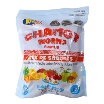 Gomitas Chamoy Worms Frutales Jovy Mix Sabores Picante 1kg - Jovy - vista lateral