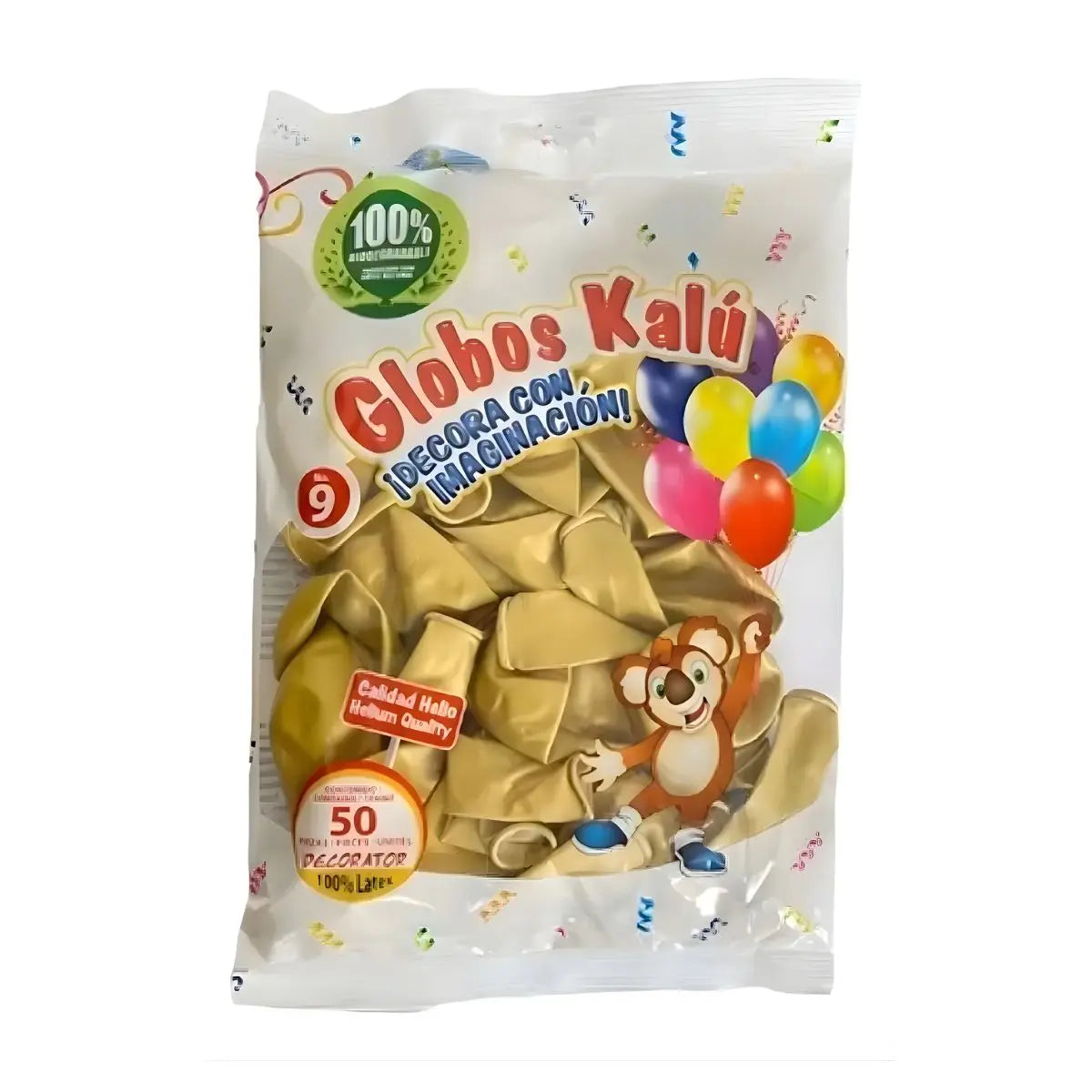 Globo Metalico Unicolor No 9 50pz Oro - Coveme - detalle