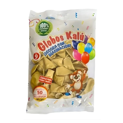 Globo Metalico Unicolor No 9 50pz Oro - Coveme