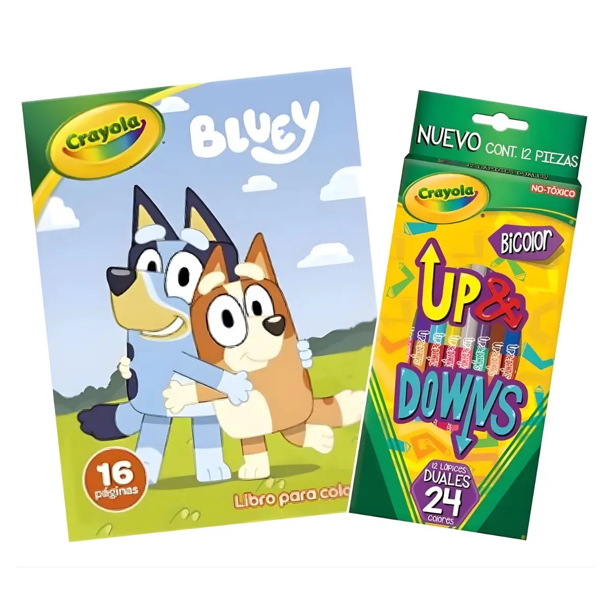 Kit Libro Para Colorear Bluey + 12 Lapices Colorear Doble punta - Crayola