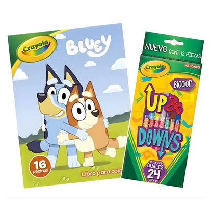 Kit Libro Para Colorear Bluey + 12 Lapices Colorear Doble punta - Crayola