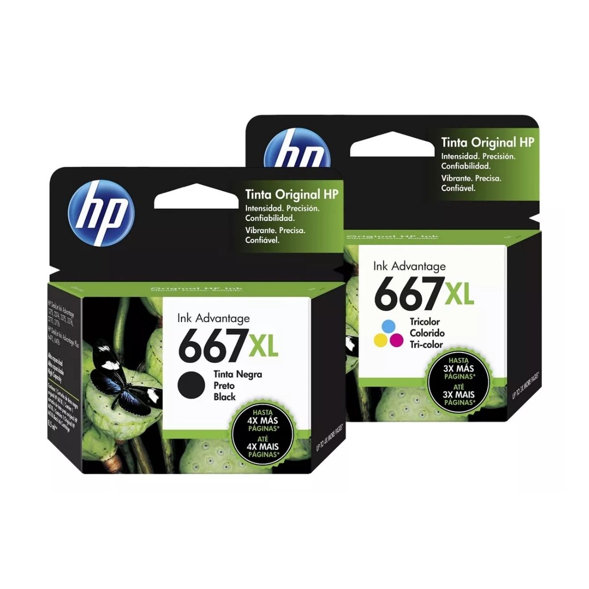 Kit 2 Cartuchos Tinta Hp 667 Xl Ink Advantage Negro Tricolor