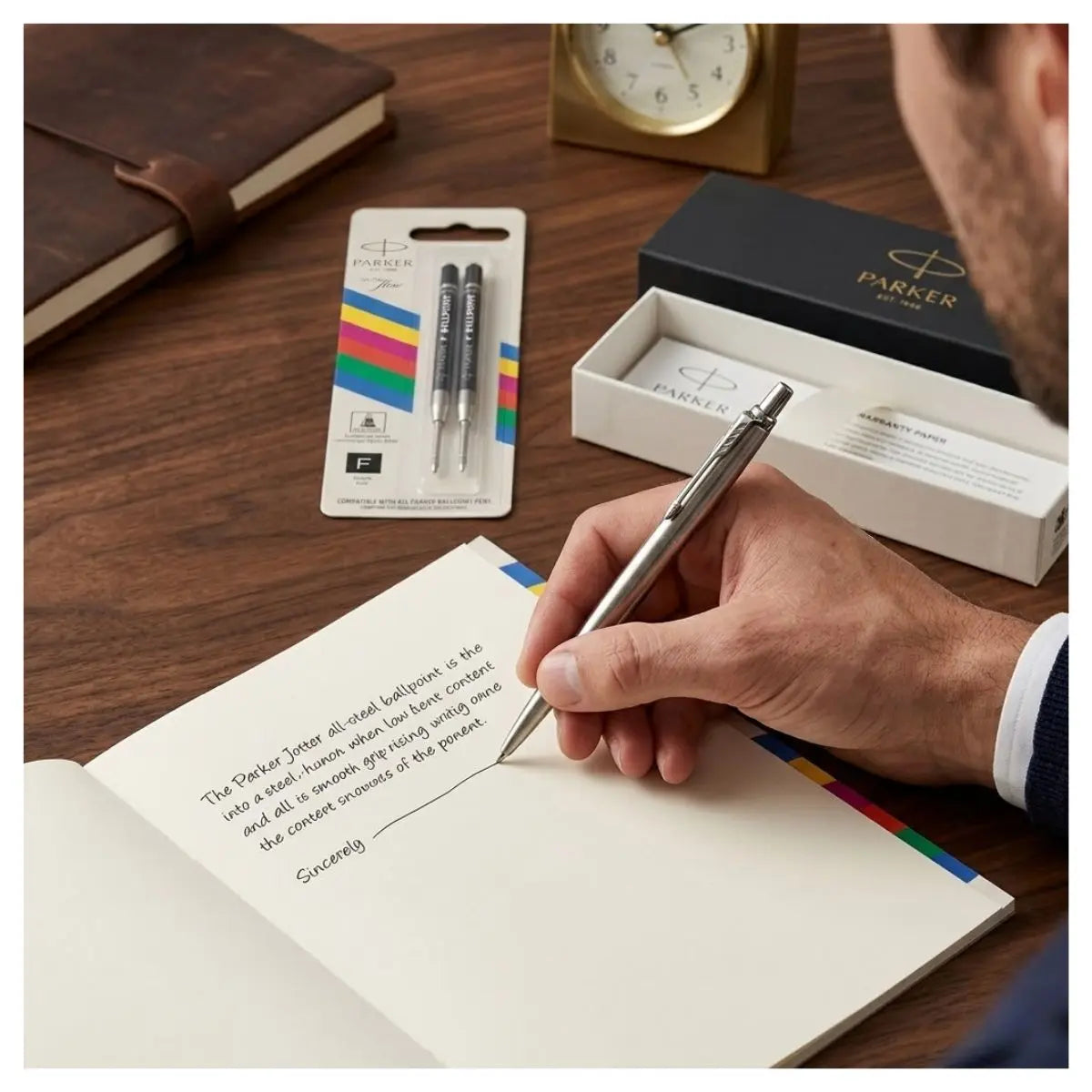 Bolígrafo Parker Jotter + 2 Repuestos Tinta Negra Punto Fino