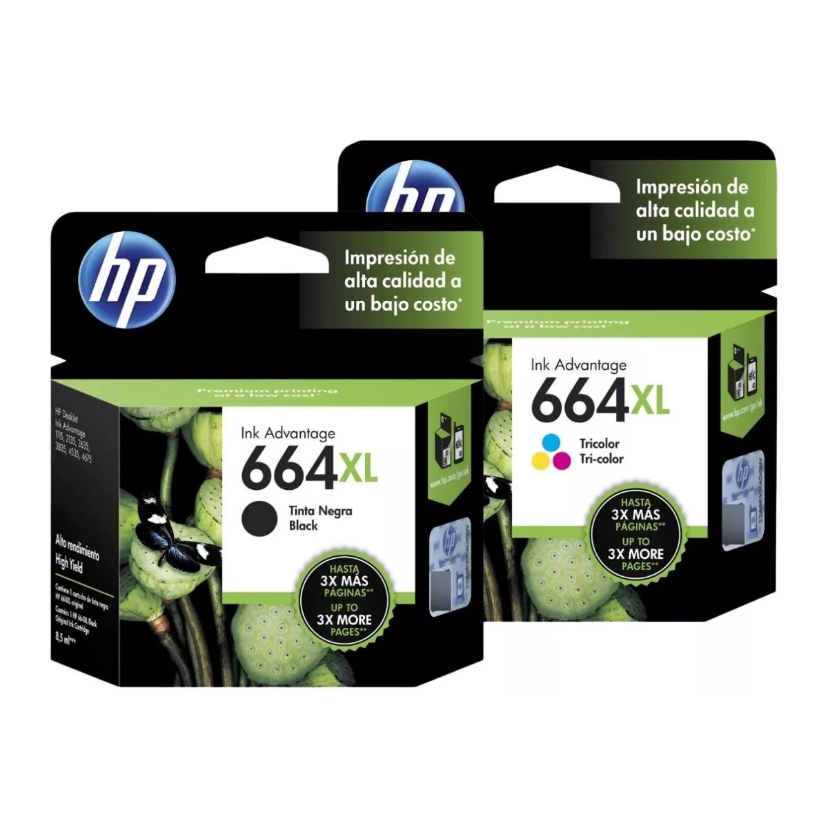 Kit 2 Cartuchos Tinta Hp 664 Xl Ink Advantage Negro Tricolor