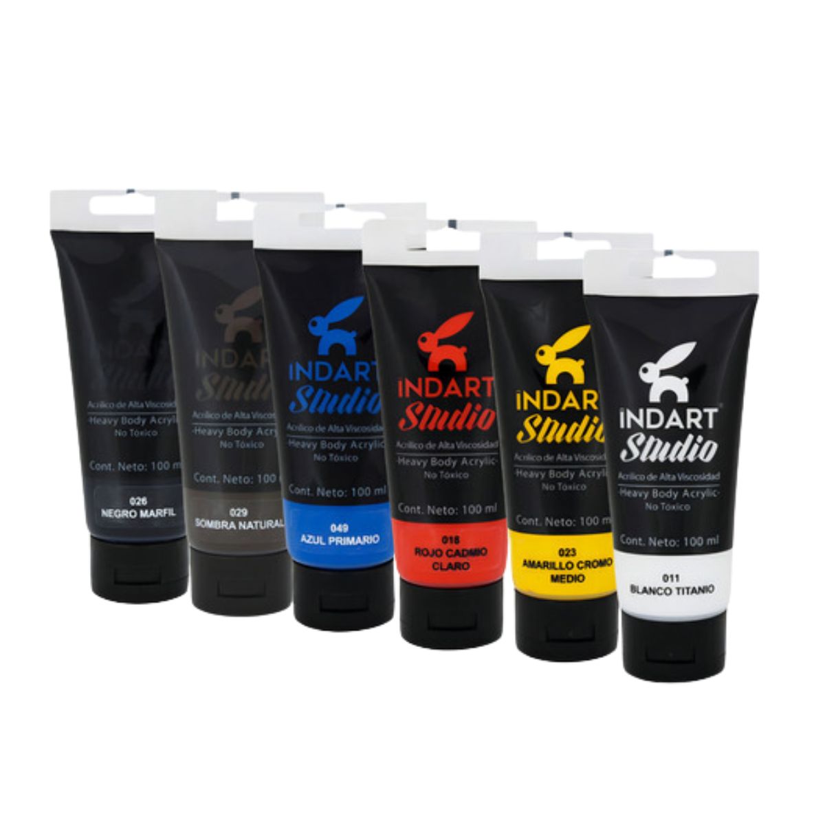 6pz Kit Pintura Acrílica Indart Colores Primarios 100ml cada uno
