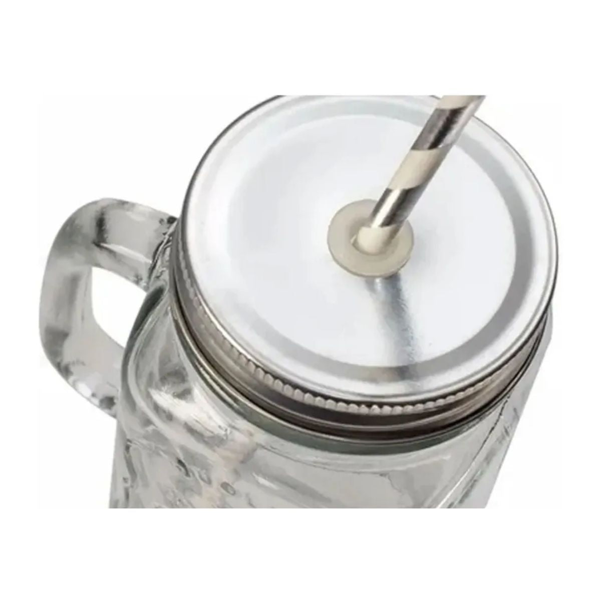 Juego 6 Tarros Mason Jar Asa Tapa + Jarra Vidrio Aurora 1l Transparente