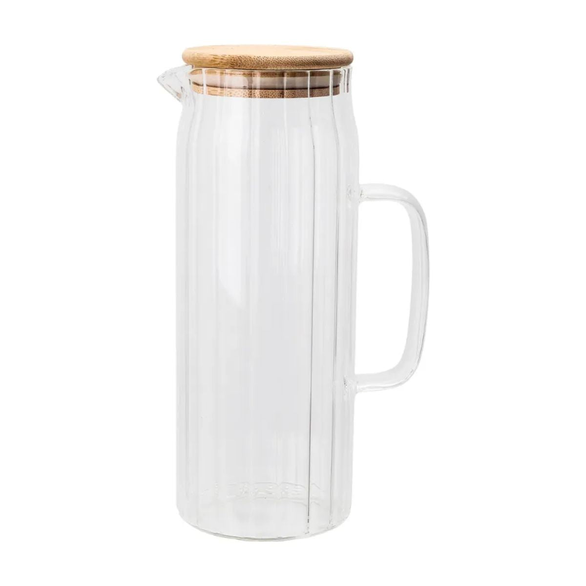 Juego 6 Tarros Mason Jar Asa Tapa + Jarra Cairo Tapa Bambu Transparente