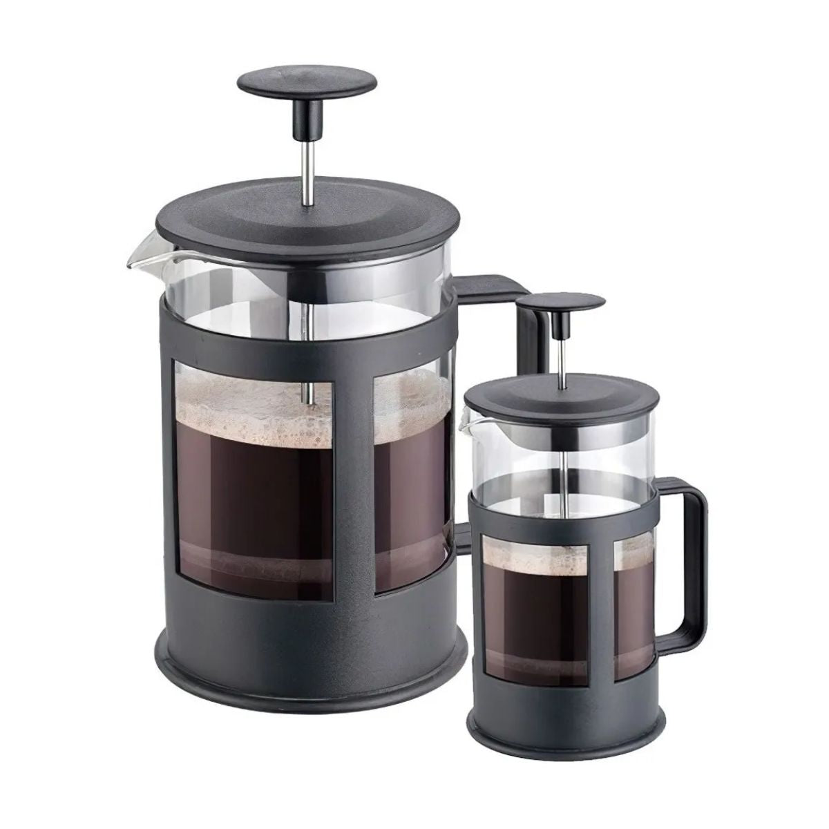 Kit2 Prensa Francesa 350ml Y 1 Prensa Francesa 1000ml Vidrio Negro