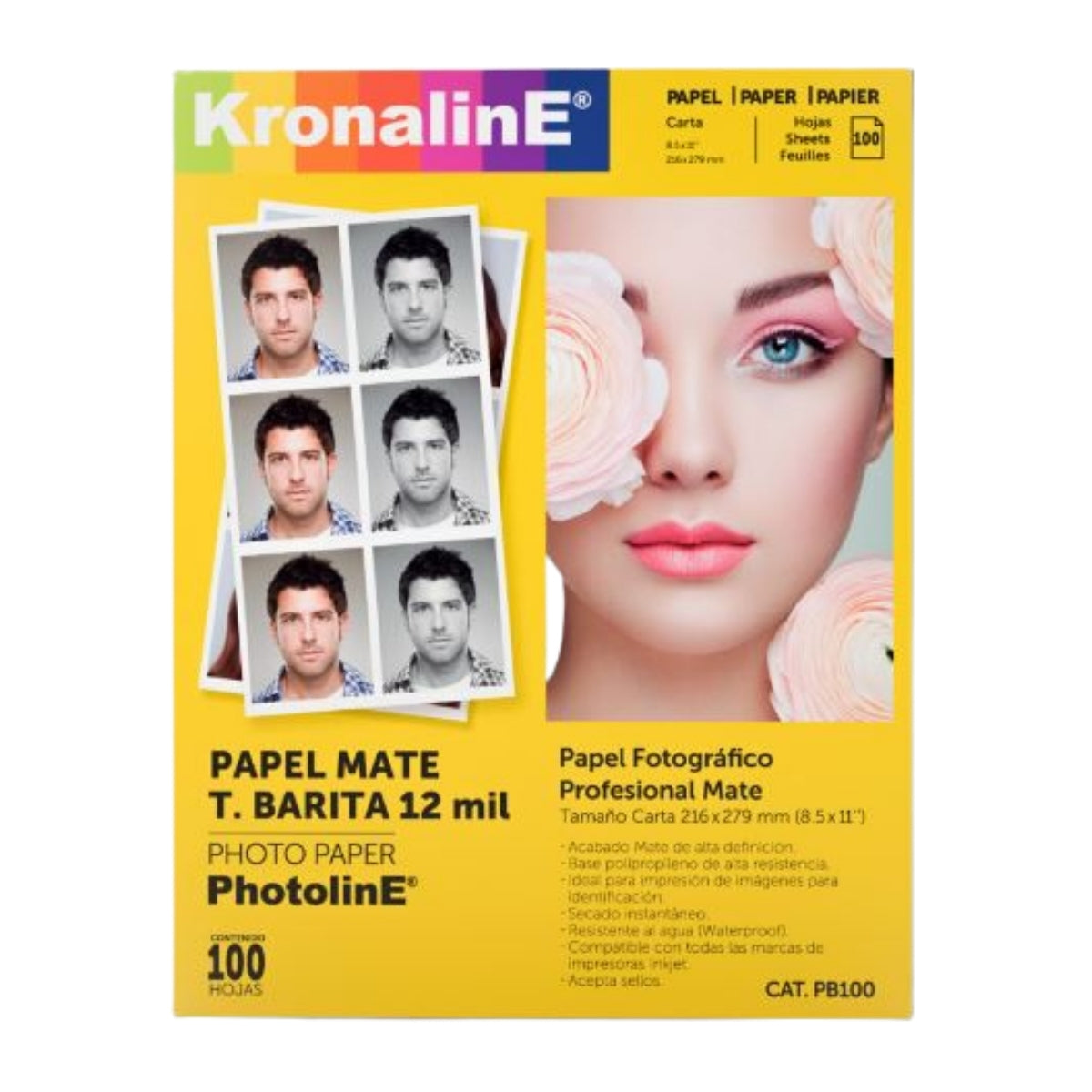 500 Hojas Papel Fotografico Mate Barita Kronaline Pb100-b