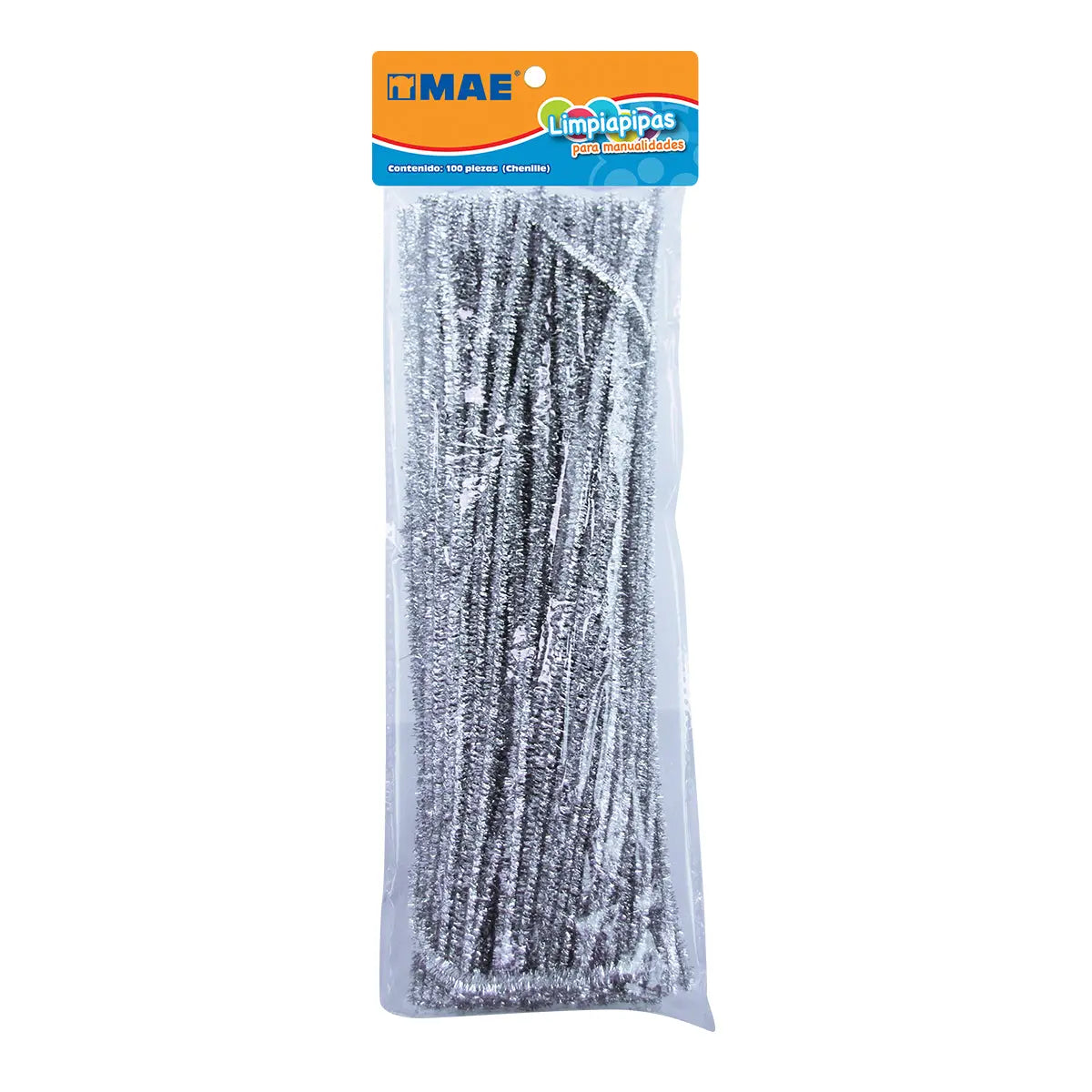 Bolsa 100pzs Limpiapipas  ( Chenilles)  color plata metálico - Mae