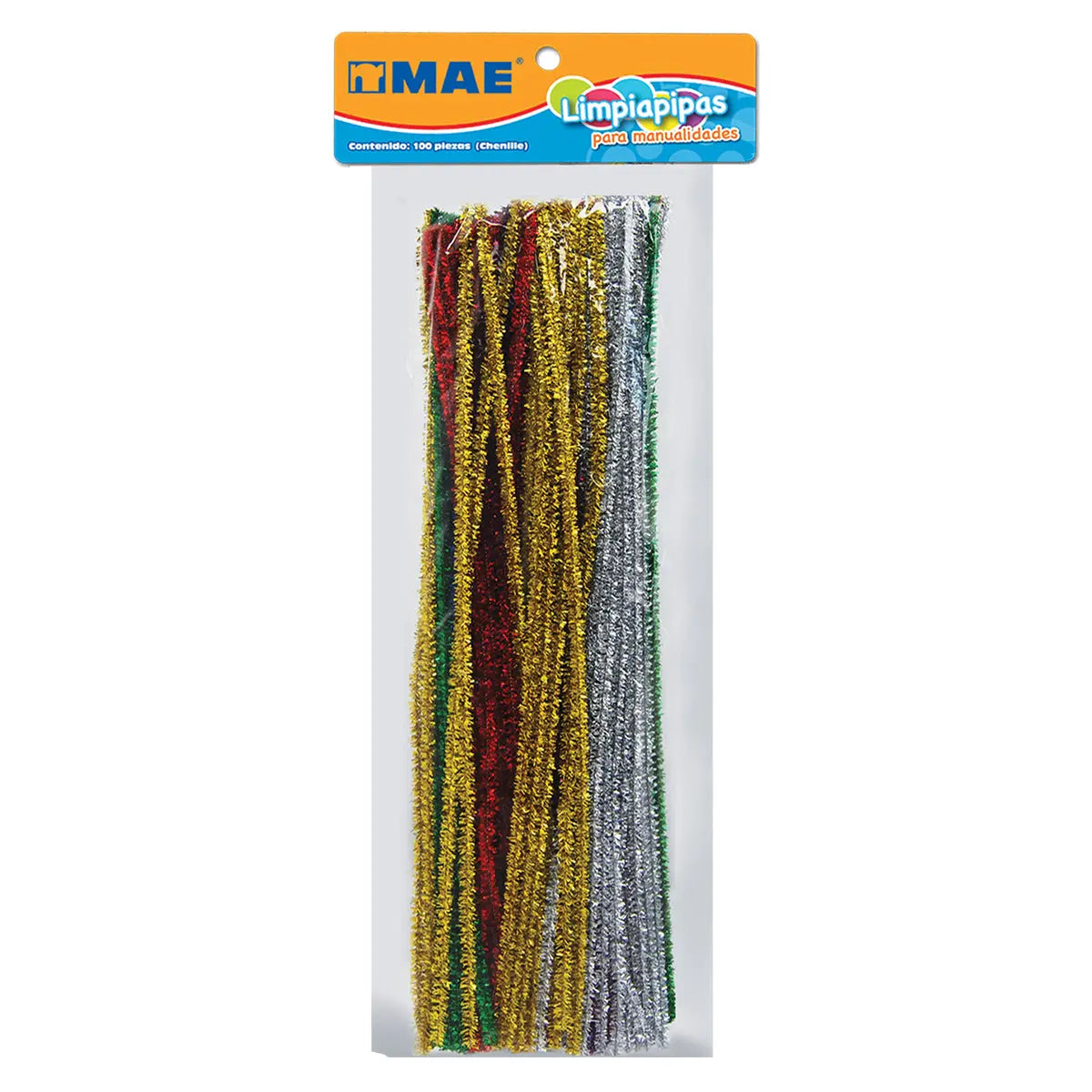Bolsa 100pzs Limpiapipas  ( Chenilles) colores metálicos surtidos MAE - Mae