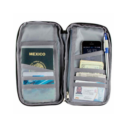 Porta Pasaporte Promoopcion Negro Viaje Poliester Serigrafia