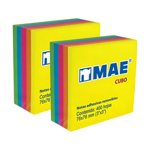 2 Blocks de notas adhesivas MAE 3x3 con 400 hojas