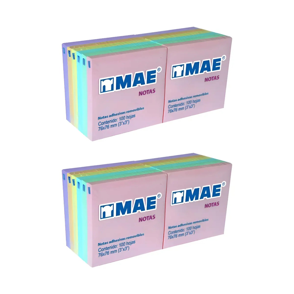 Block de notas adhesivas Mae 3x3 pastel con 24 blocs