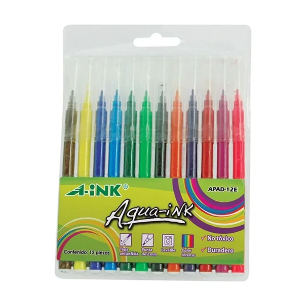 12pzs Plumin Delgado Base Agua A-ink Colores Surtidos A-ink