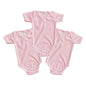 3pz Pañalero Liso Manga Corta Y Larga Ropa Bebé Color Rosa Claro