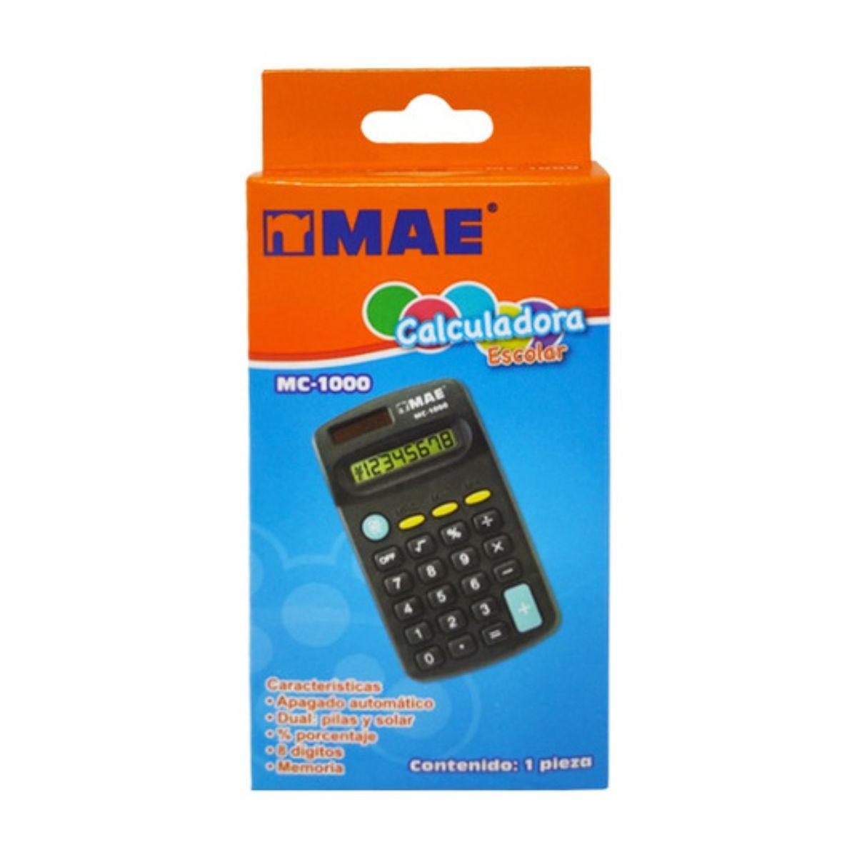 Calculadora Basica Escolar Mae 8 Digitos Color Negro