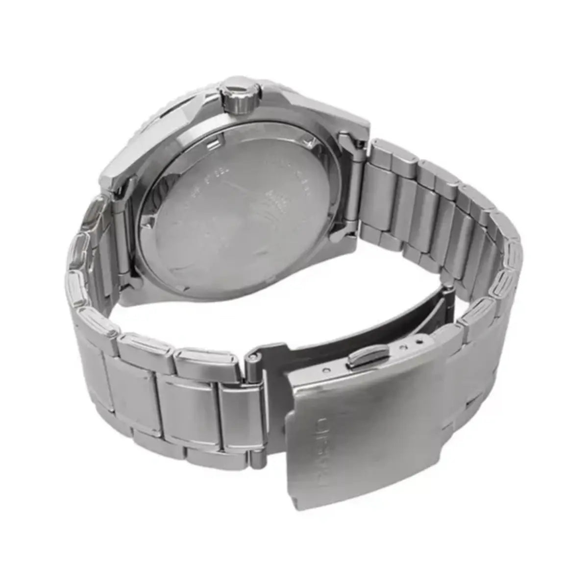 Reloj Casio Para Caballero Acero Inox Mdv-106dd-1a1vcf Correa Plateado Bisel Negro Fondo Negro - Casio