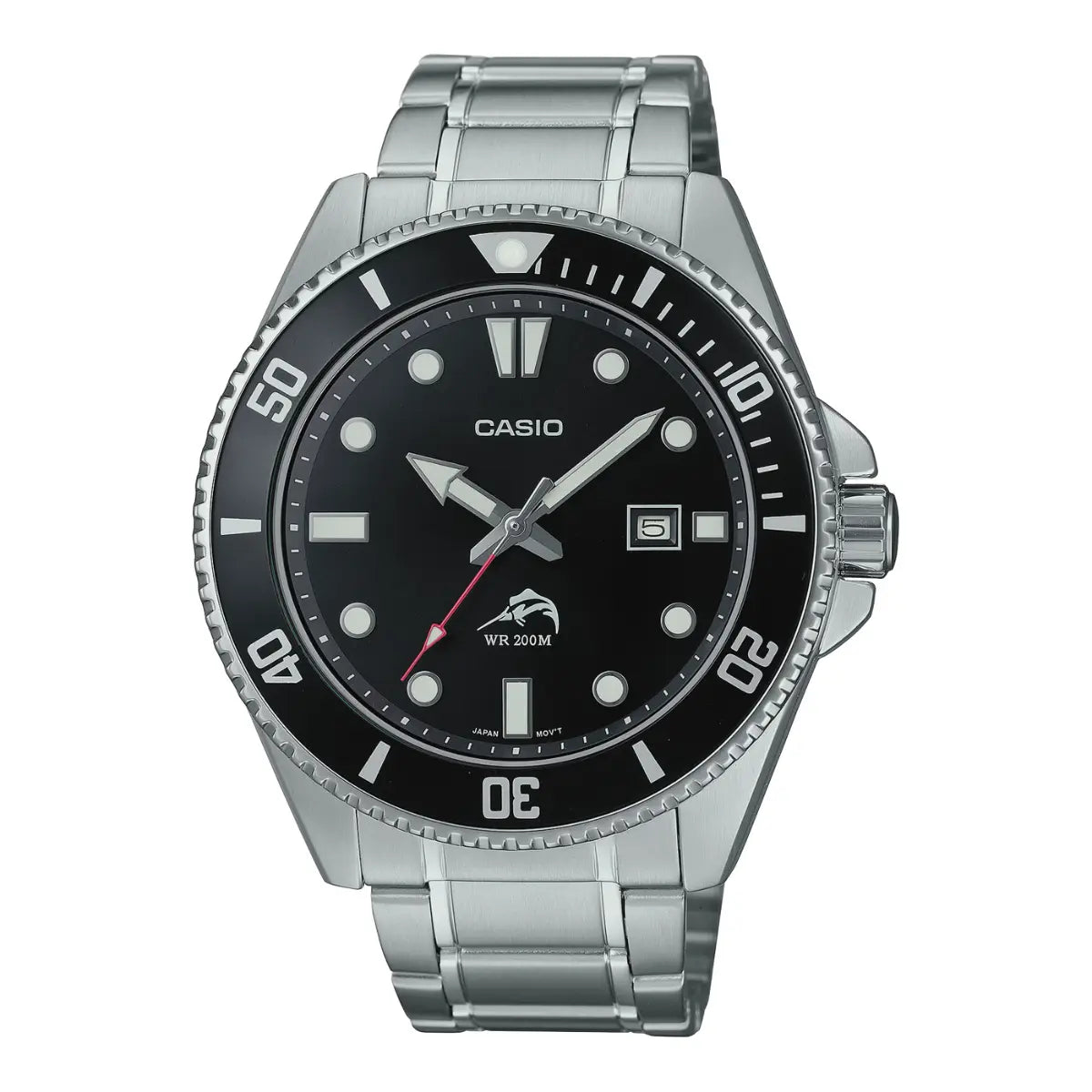 Reloj Casio Para Caballero Acero Inox Mdv-106dd-1a1vcf Correa Plateado Bisel Negro Fondo Negro - Casio - detalle