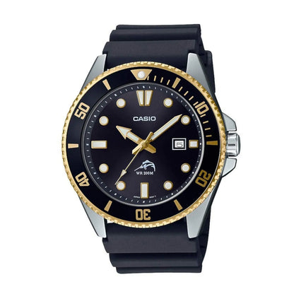Reloj pulsera Casio MDV-106 con correa de resina color negro - bisel negro/dorado - Casio