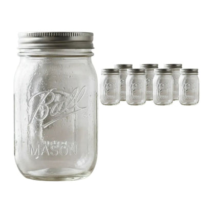8pz Frasco Mason Jars Ball 16oz 473ml Boca Regular Vidrio Ball