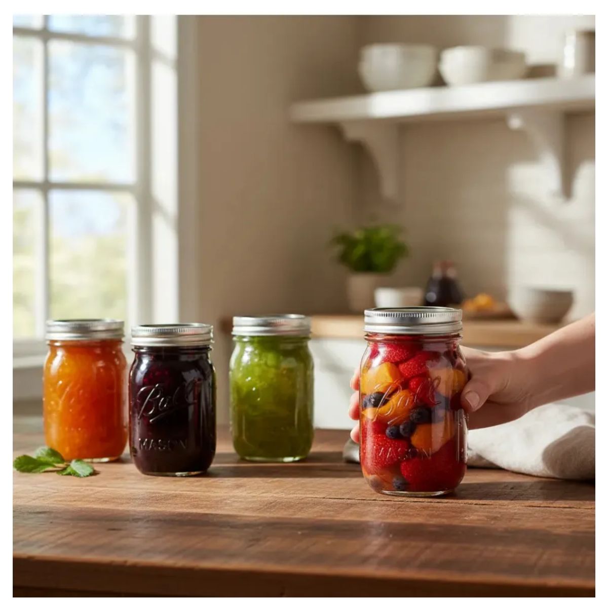 8pz Frasco Mason Jars Ball 16oz 473ml Boca Regular Vidrio Ball