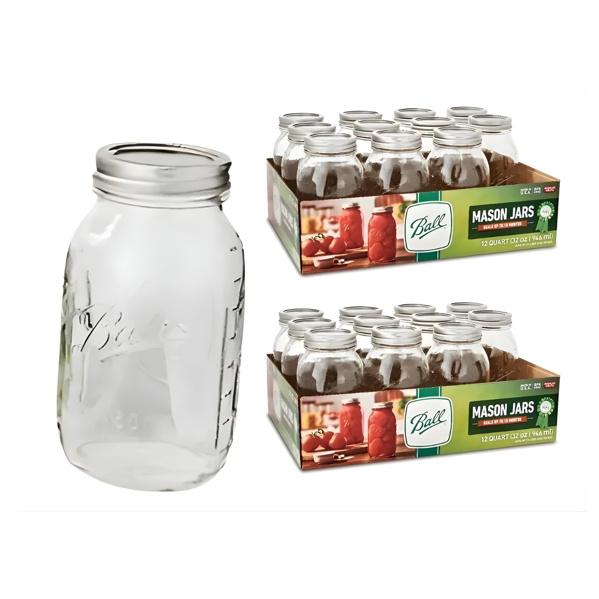 24pz Frasco Mason Jars Ball Vidrio Boca Regular 32oz Original