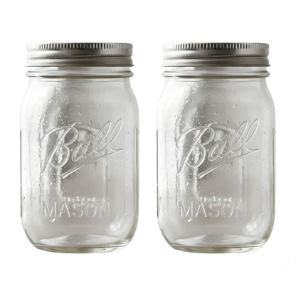 2pz Frasco Mason Jars Ball 16oz 473ml Boca Regular Vidrio Ball