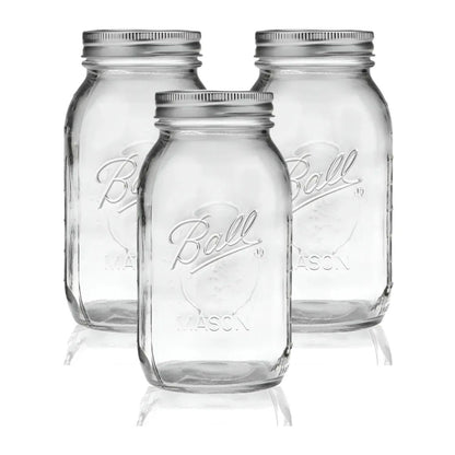3pz Frasco Mason Jars Ball Vidrio Boca Regular 32oz Original Ball