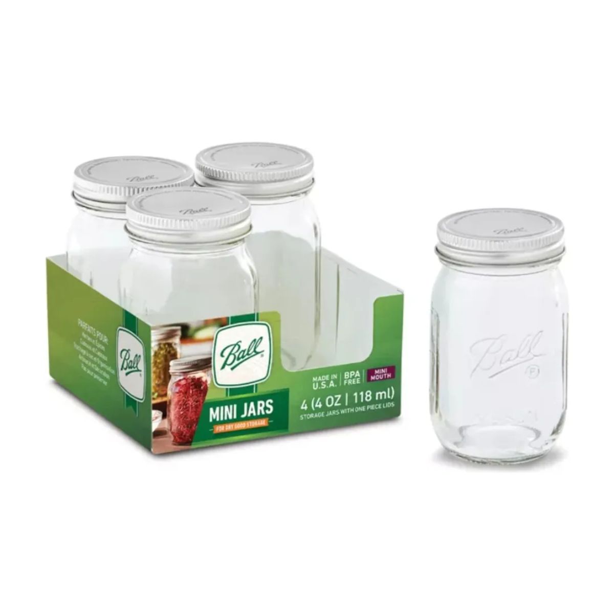 Mason Jar Ball 4 Oz Mini Tarros Almacenamiento 4 Piezas
