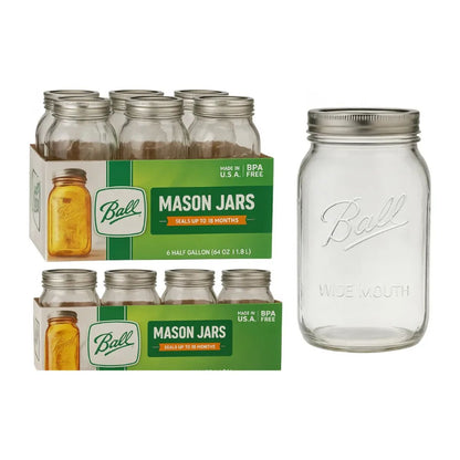 Frasco Vidrio Mason Jar Ball 64 Oz Boca Ancha Original 12pz Ball
